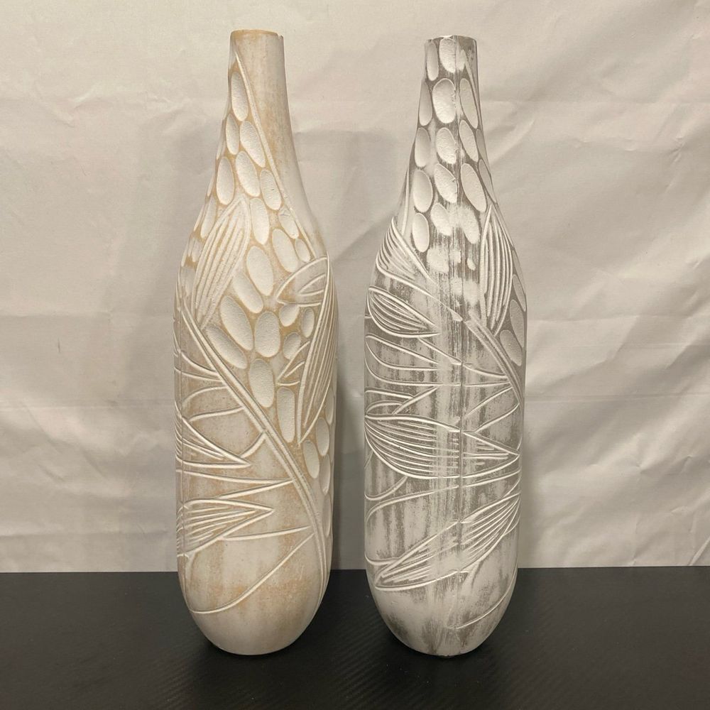 Fall Harvest White/Biege and White/Grey Rustic 15" Vases